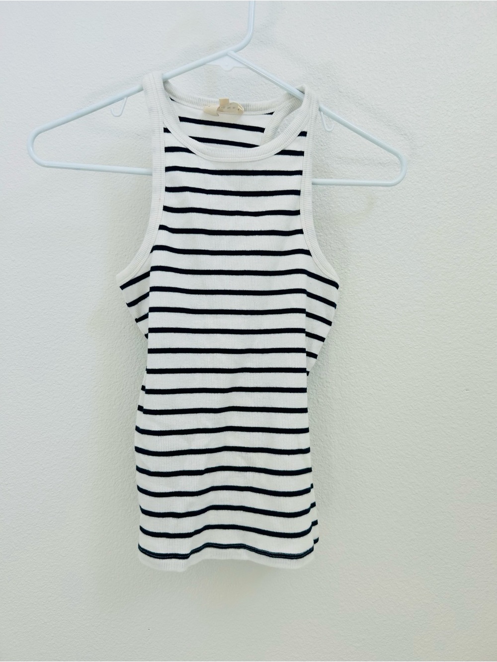 Sezane Black & White Striped Ribbed Tank